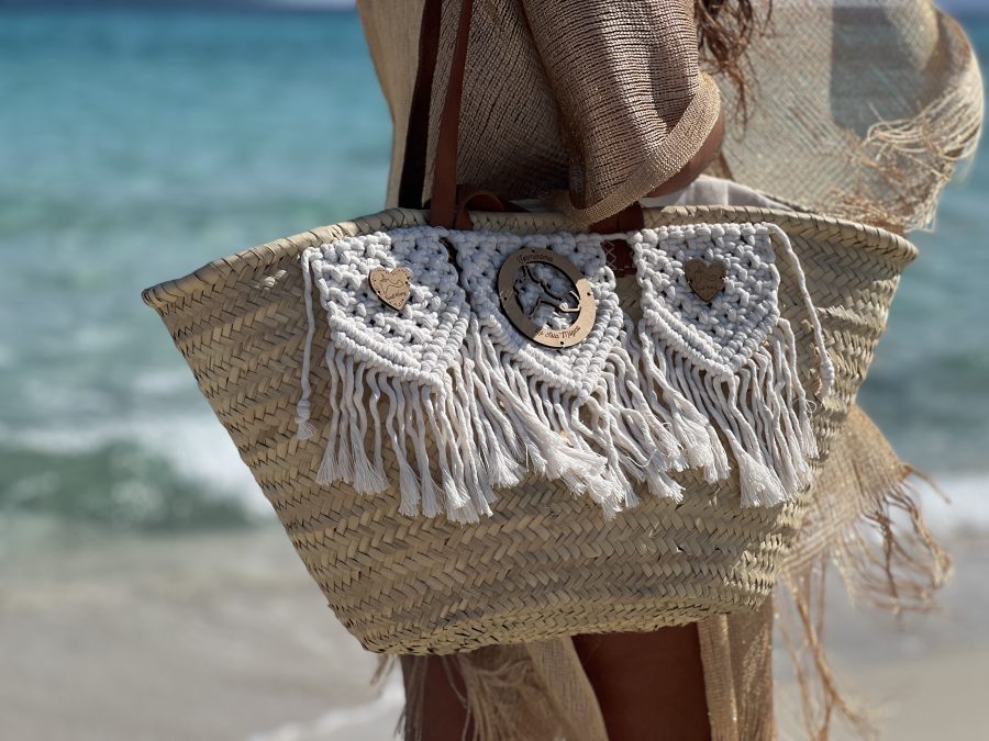 Capazo illetes hecho a amano blanco handmade