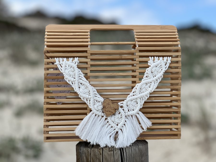 Bolso Bambú con macramé hecho a mano